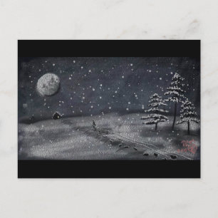 Cartão Postal peaceful snowy night chalkboard scene