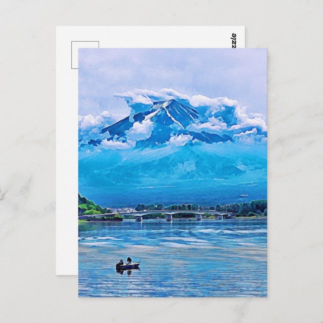 Cartão Postal Peaceful Watercolor - Design de Arte Japonês (Frente/Verso)