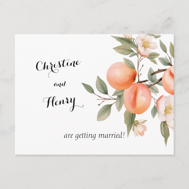 Cartão Postal Peach Blossom Salve a Data (Frente)