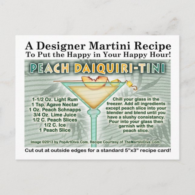 CARTÃO POSTAL PEACH DAIQUIRI MARTINI RECIPE (Frente)