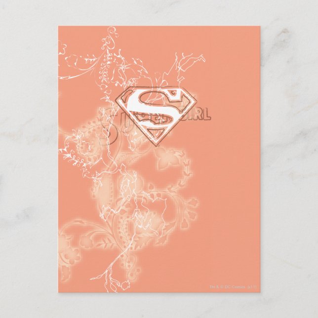 Cartão Postal Peach Floral Patterno Supergirl (Frente)