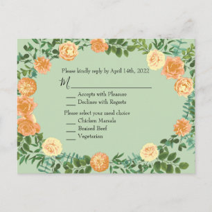 Cartão Postal Peach Green Wedding Primavera Pastel