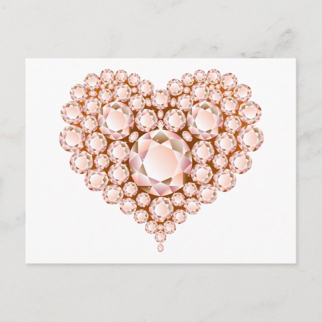 Cartão Postal Peach Heart Gems (Frente)