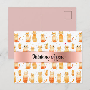 Cartão Postal Peach Orange Cats pensando em você