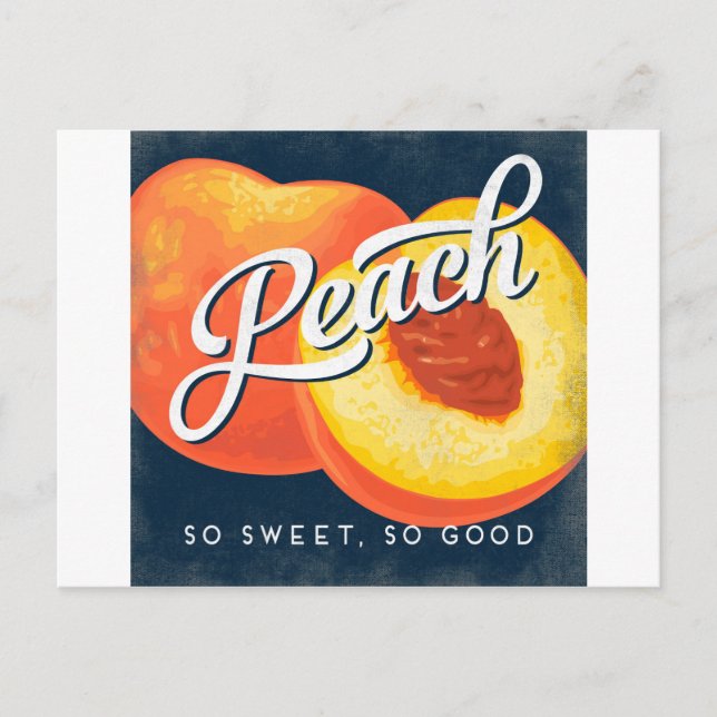 Cartão Postal Peach Vintage - Rótulo da Fruta (Frente)