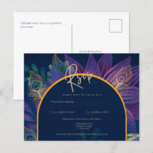 Peacock Blue Jewel Tones Texto Dourado Floral Casa