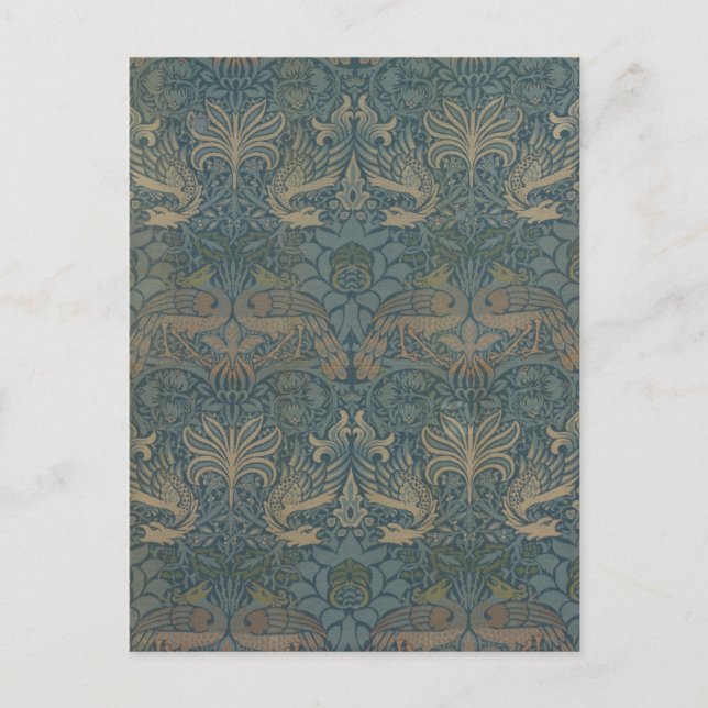 Cartão Postal Peacock e Dragon por William Morris (Frente)