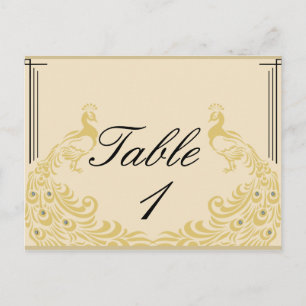 Cartão Postal Peacock Elegance Art Deco Flair Table Number