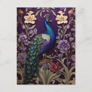Cartão Postal Peacock Em Purple William Morris Inspirou