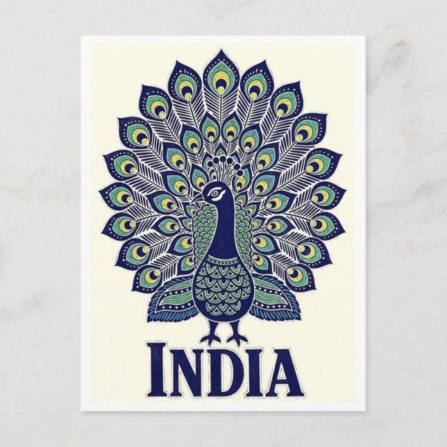 Cartão Postal Peacock India Viagens (Frente)