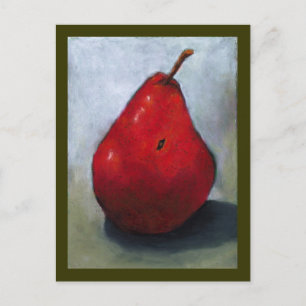 CARTÃO POSTAL PEAR VERMELHO: ARTE DE PASTEL DE PETRÓLEO: FRUTA