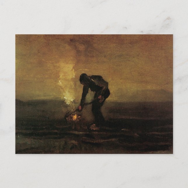 Cartão Postal Peasant Burning Weeds, Vincent van Gogh (Frente)