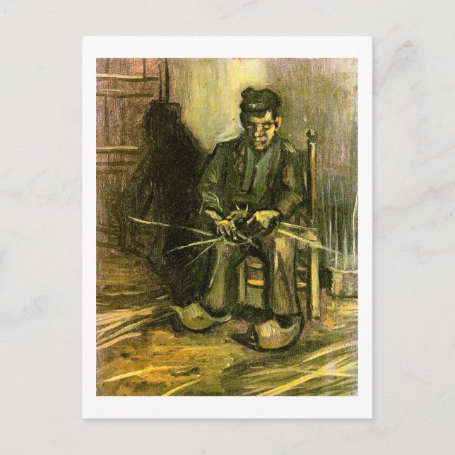 Cartão Postal Peasant Fazer a Basket, Vincent van Gogh (Frente)