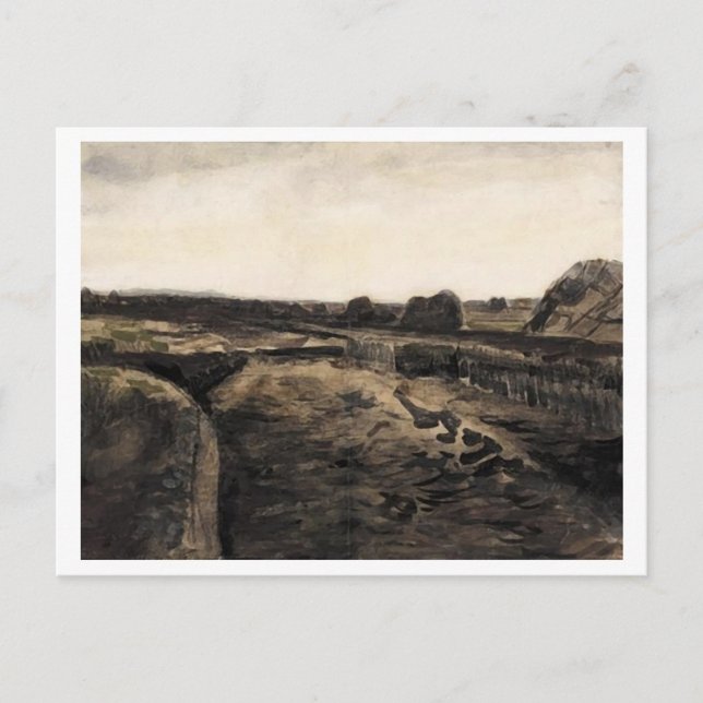 Cartão Postal Peat Bog, Vincent van Gogh Fine Art (Frente)