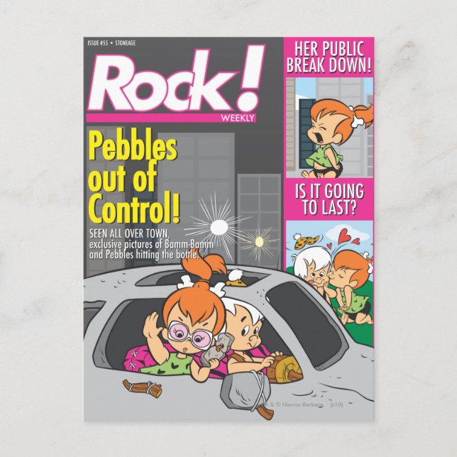 Cartão Postal PEBBLES™ e Bam Bam fora de controle (Frente)