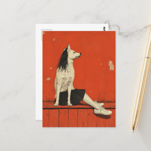 Cartão Postal Peça de Cachorro Engraçado Parte Humana