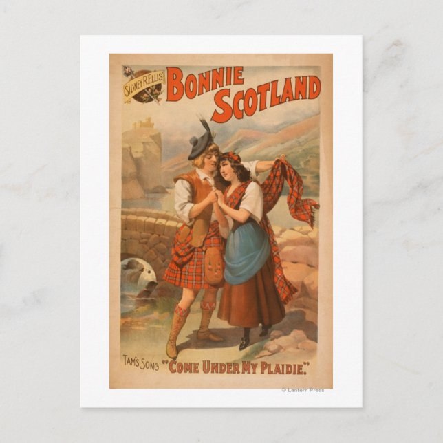 Cartão Postal Peça Escocesa Bonnie Scotland de Sidney R. Ellis (Frente)