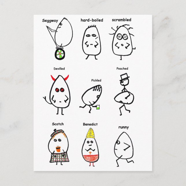 Cartão Postal Peças de Ovo Engraçadas (Frente)