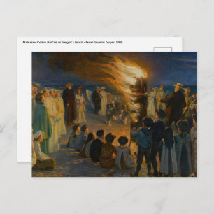Cartão Postal Peder Severin Kroyer - Fogueira de Eva Bonfire