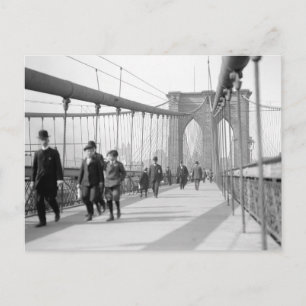 Cartão Postal Pedestres Brooklyn Bridge, 1909