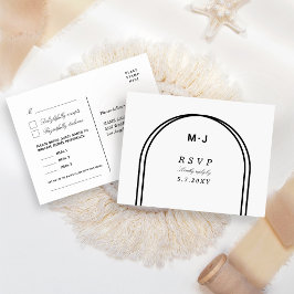 Cartão Postal Pedido de Música de RSVP Preto Monograma