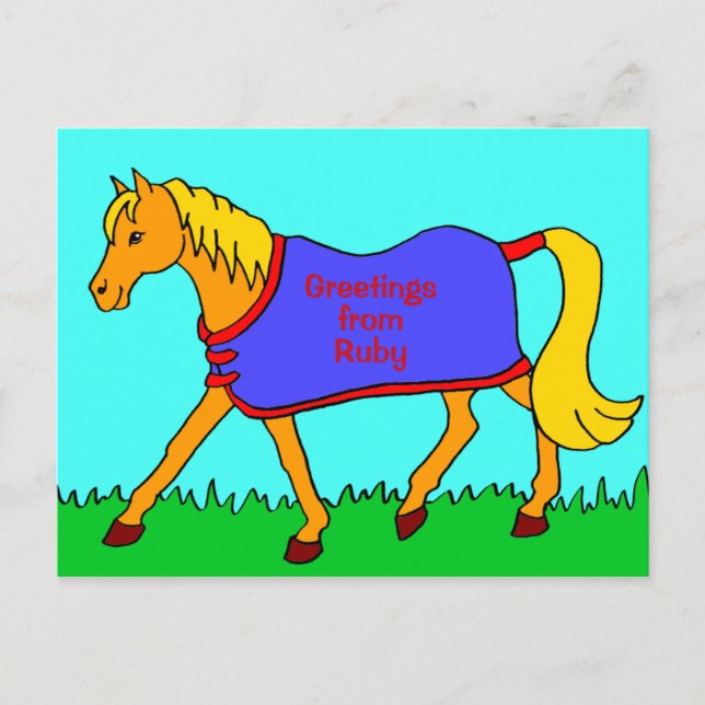 Cartão Postal Pedra de Cartoon Bonita vestindo Rug (Frente)