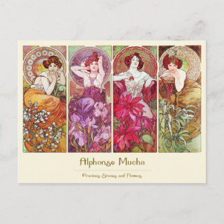 Cartão Postal Pedras e Flores preciosos, Alphonse Mucha