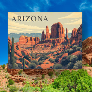 Cartão Postal Pedras Vermelhas do Arizona Viagem Antiga Retro