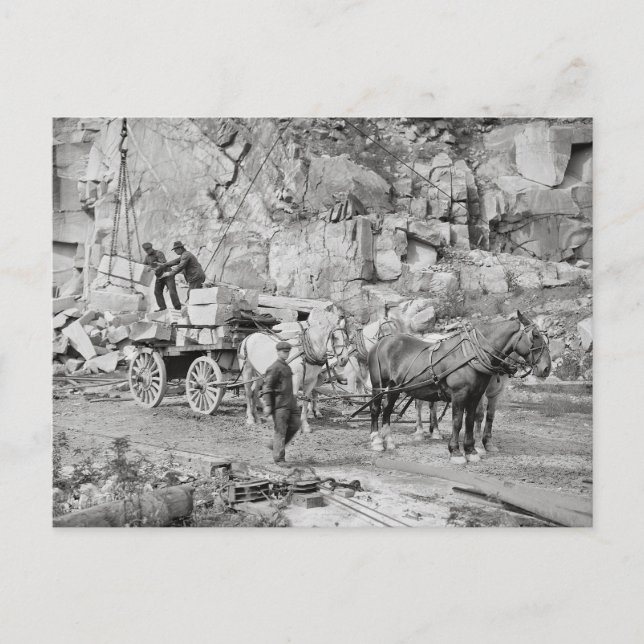 Cartão Postal Pedreira de Granito de New England, 1908 (Frente)