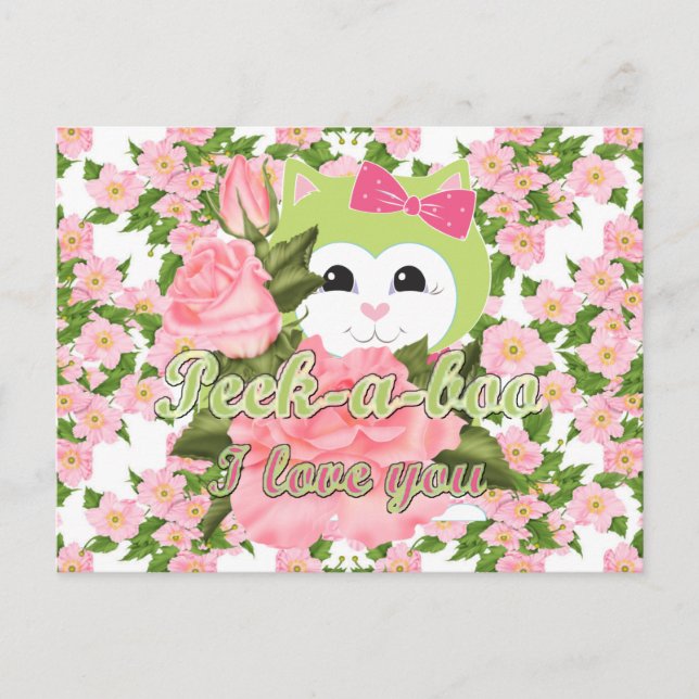 Cartão Postal Peek-a-boo Eu te amo (Frente)