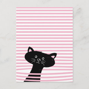 Cartão Postal Peekaboo! Gato Preto Cinto - Cartão-postal