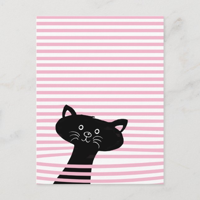 Cartão Postal Peekaboo! Gato Preto Cinto - Cartão-postal (Frente)