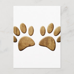 Cartão Postal Pegada de Pata de Cachorro de Madeira