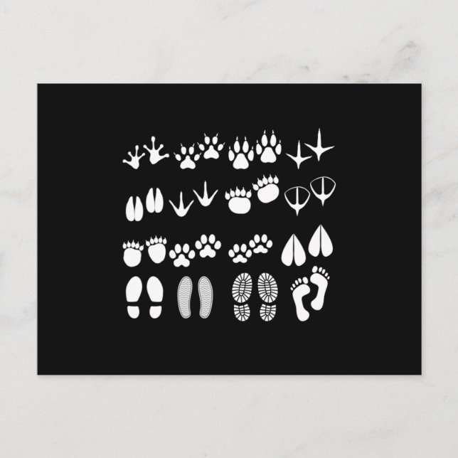 Cartão Postal Pegadas Animais Fazendas Farmer Galinha Presente (Frente)