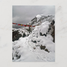 Cartão Postal Pegadas de Neve no Caminho das Montanhas Himalaias
