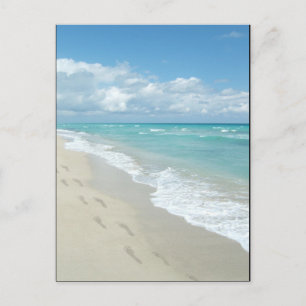 Cartão Postal Pegadas em White Sandy Beach, Scense Aqua Blue