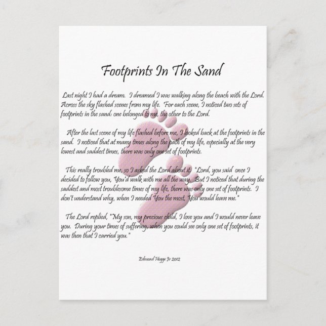 Cartão Postal Pegadas Na Areia (Frente)