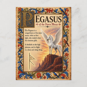 Cartão Postal Pegasus, Arte do Bestiário Medieval