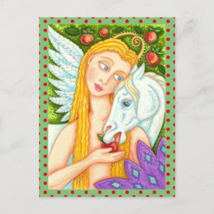 CARTÃO POSTAL PEGASUS DE ARTE FOLK E ATÉ EM JARDIM DE EDEN, CAVA