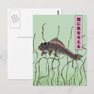 Cartão Postal Peixe A Um Gato