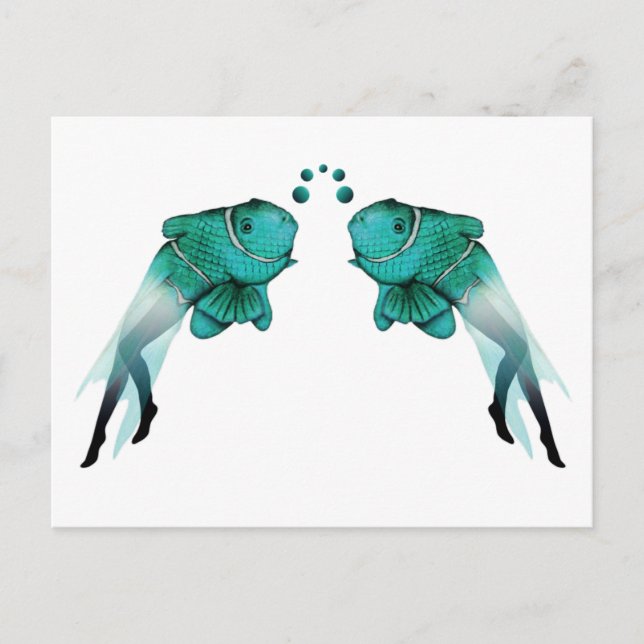 Cartão Postal Peixe Azul Psicodélico (Frente)