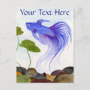 Cartão Postal Peixe Betta Azul