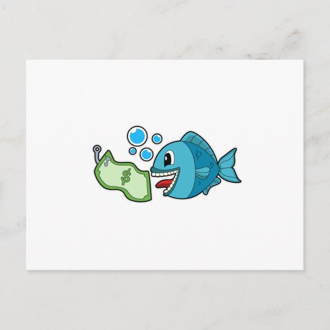Cartão Postal Peixe com nota de banco (Frente)