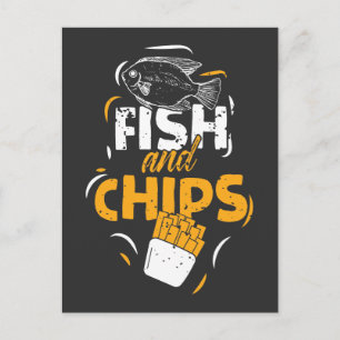 Cartão Postal Peixe-Comida britânico Chips Engraçados Streetfo