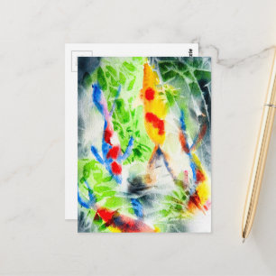 Cartão Postal Peixe de água colorido arte fina