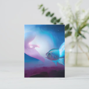 Cartão Postal Peixe de espaço azul
