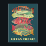 Cartão Postal Peixe de Recife Colorido Vintage<br><div class="desc">Nos tempos em que estamos vivendo, parece que estamos encontrando cada vez mais difícil conectar-nos pessoalmente com a família e os amigos. Avise-os que você está pensando neles com este cartão postal divertido, com uma pintura antiga de 5 peixes recifes diferentes. O texto na frente diz, "Olá!" mas pode ser...</div>