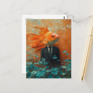 Cartão Postal Peixe Dourado de Terno