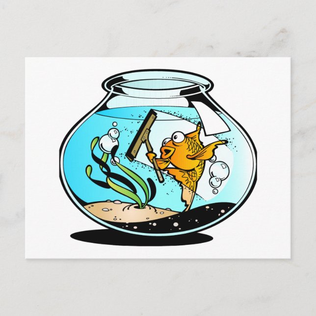 Cartão Postal Peixe Engraçado de Limpeza de Primavera (Frente)