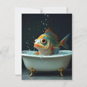 Cartão Postal Peixe engraçado no banho